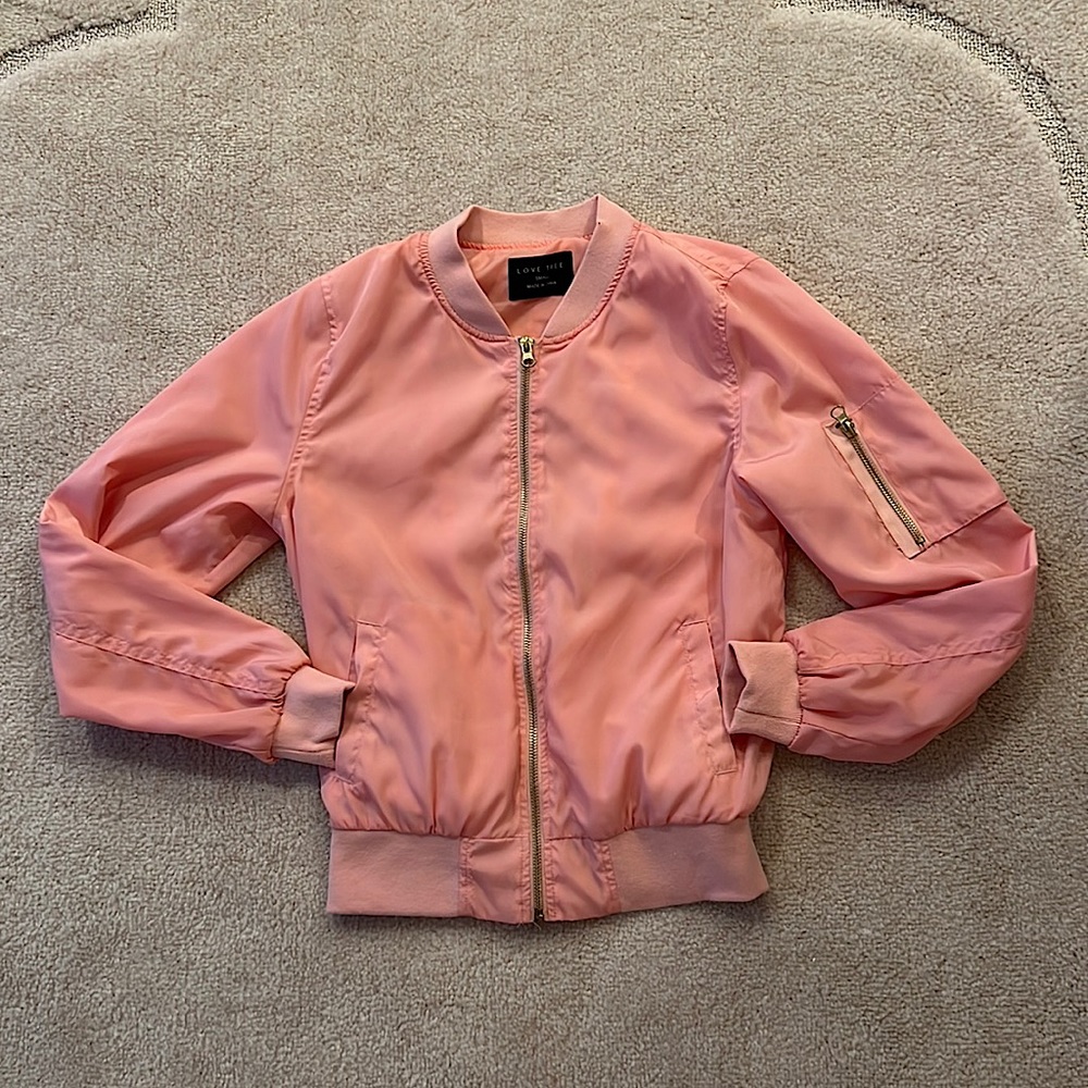 LOVE TREE pink bomber jacket size S women